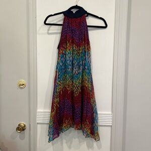 Rainbow silk dress with lining